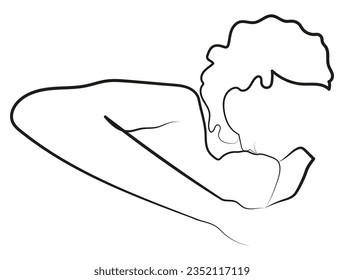 Abstract Man and Woman kissing in Minimal One Line Art Drawing