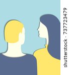 Abstract man and woman silhouettes talking isolated over light background. Vector illustration