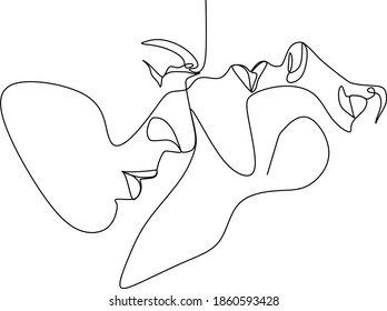 Abstract man   woman touch  by one line vector drawing  Portrait minimalistic style  Botanical print  Nature symbol cosmetics  Modern continuous line art  Fashion print  Beaty salon