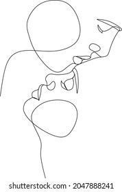 Abstract man and woman touch by one line vector drawing. Portrait minimalistic style. Botanical print. Nature symbol of cosmetics. Modern continuous line art. Fashion print. Beaty salon