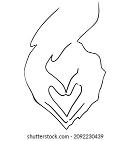 Abstract man and woman touch by one line vector drawing. Portrait minimalistic style. Botanical print. Nature symbol of cosmetics. Modern line art. Fashion print. Beauty salon.