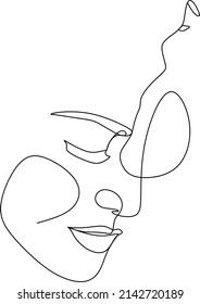 Abstract man and woman touch by one line vector drawing. Portrait minimalistic style. Botanical print. Nature symbol of cosmetics. Modern continuous line art. Fashion print. Beaty salon