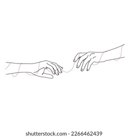 Abstract man and woman touch by one line vector drawing. Portrait minimalistic style. Modern continuous line art. Fashion print.