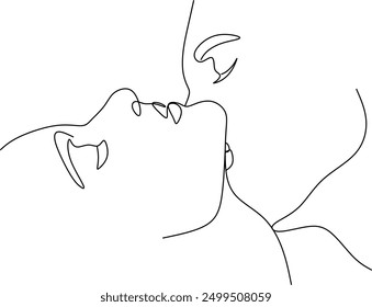 Abstract man and woman touch  by one line vector drawing. Love of a man and a woman. Hand drawn without artificial intelligence