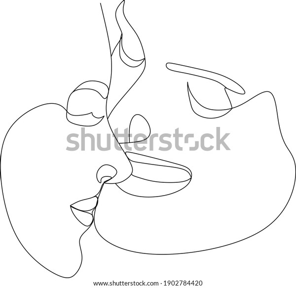 Abstract Man Woman Touch By One Stock Vector Royalty Free 1902784420