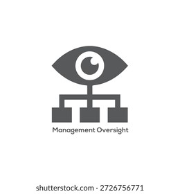 Icono de supervisión de la gestión Abstractas Ilustración vectorial de la estructura jerárquica del negocio con el ojo central para la dirección y la organización de la supervisión corporativa
