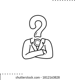 abstract manager with  question mark vector icon in outline