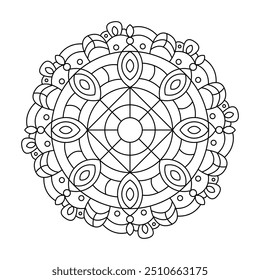 Abstract mandala art design vector. Geometric mandala circular decorative drawing isolated on white

