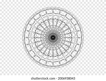 Abstract mandala art outline vector isolated on transparency background ep03