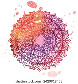 Abstract Mandala Art with Watercolor Element