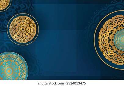 Resumen Mandala fondo en un fondo azul oscuro