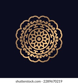 Resumen de fondo de mandala con color dorado de patrón arabesco.