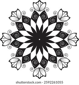 Abstract mandala background pattern with black and white color