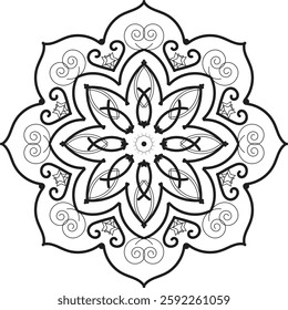 Abstract mandala background pattern with black and white color