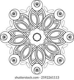 Abstract mandala background pattern with black and white color