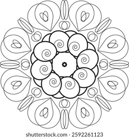 Abstract mandala background pattern with black and white color