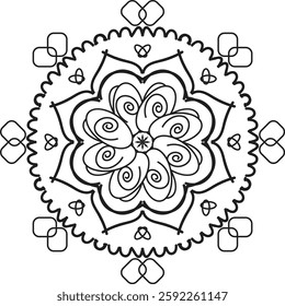 Abstract mandala background pattern with black and white color