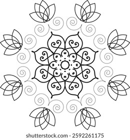 Abstract mandala background pattern with black and white color