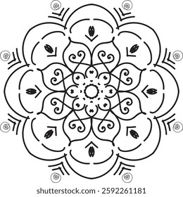 Abstract mandala background pattern with black and white color
