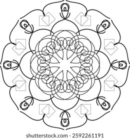 Abstract mandala background pattern with black and white color