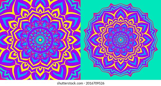 abstract mandala background psychedelic style round trippy vector design