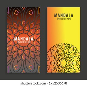 Abstract mandala banner design. Vector creative illustration with oriental boho elements