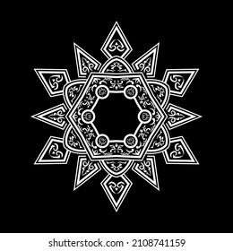 Abstract mandala in black background, vector illustration.