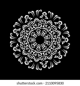 Abstract mandala in black background, vector illustration.