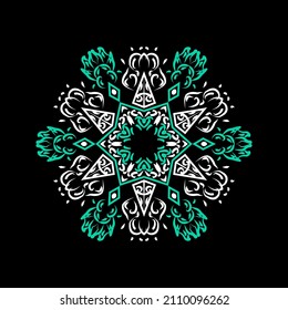 Abstract mandala in black background, vector illustration.