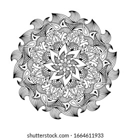 Resumen Mandala. Patrón blanco y negro para el libro de colorantes para adultos. Elementos decorativos de época. Patrón oriental, ilustración vectorial.