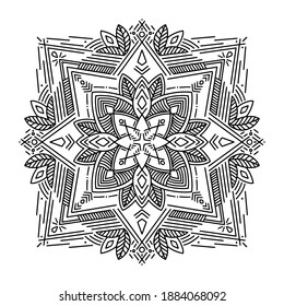 Resumen Mandala. Patrón blanco y negro para el libro de colorantes para adultos. Elementos decorativos de época. Patrón oriental, ilustración vectorial.