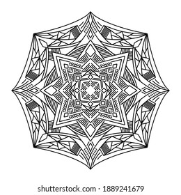 Abstract Mandala. Black and white pattern for adult coloring book. Vintage decorative elements. Oriental pattern, vector illustration.