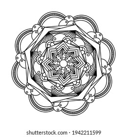 Abstrakt Mandala. Schwarz-Weiß-Muster für das Farbbuch für Erwachsene. Vintage dekorative Elemente. Orientalisches Muster, Vektorgrafik.