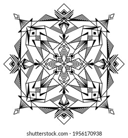 Resumen Mandala. Patrón blanco y negro para el libro de colorantes para adultos. Elementos decorativos de época. Patrón oriental, ilustración vectorial.