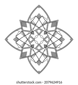 Abstrakt Mandala. Schwarz-Weiß-Muster für das Farbbuch für Erwachsene. Vintage dekorative Elemente. Orientalisches Muster, Vektorgrafik.