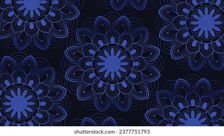 Abstract mandala in blue gradient color. This mandala can be used as a banner or logo. This simple minimalist mandala is perfect for festival. 