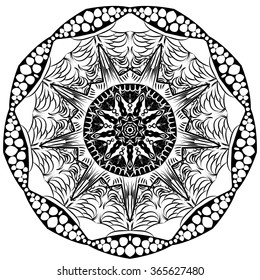 abstract mandala circular monochrome pattern. vector illustration