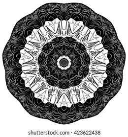 abstract mandala circular monochrome pattern. vector illustration