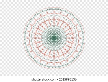 Abstract mandala color art outline vector isolated on transparency background ep03