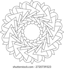 Abstractas página para colorear mandala con diseño de patrón geométrico. Perfecto para relajar la terapia artística y la práctica de la coloración de la atención plena. Páginas para colorear fáciles para adultos. #816