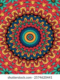 Abstract Mandala with Complex Patterns Inspired by Nature and Geometry