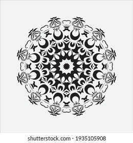 Abstract Mandala Design, Mandala Backgrund, round ornamental geometric doily pattern, Black, Vector illustration