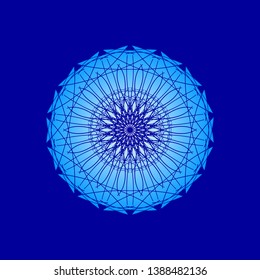 Abstract mandala design in blue colors. Decorative round pattern.