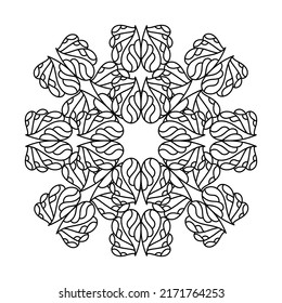 Resumen del diseño de mandala , página del libro de coloreo . Vector dibujado a mano Ilustración decorativa monocromática