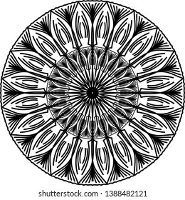 Abstract mandala design. Decorative round pattern. Coloring book page.