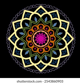 Abstract mandala design with different colors