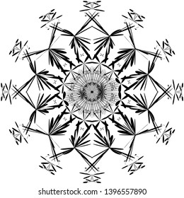 Abstract mandala design element in circle. Coloring book page. Decorative round pattern.