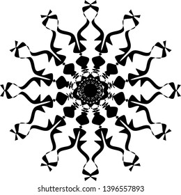 Abstract mandala design element in circle. Coloring book page. Decorative round pattern.