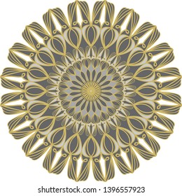 Abstract mandala design element in circle. Decorative round pattern.
