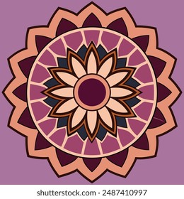 Abstract mandala design with Persian, Islamic, Turkish, and Arabic influences. Intricate floral ornamental border in a circular pattern. Perfect vector illustration for art lovers.